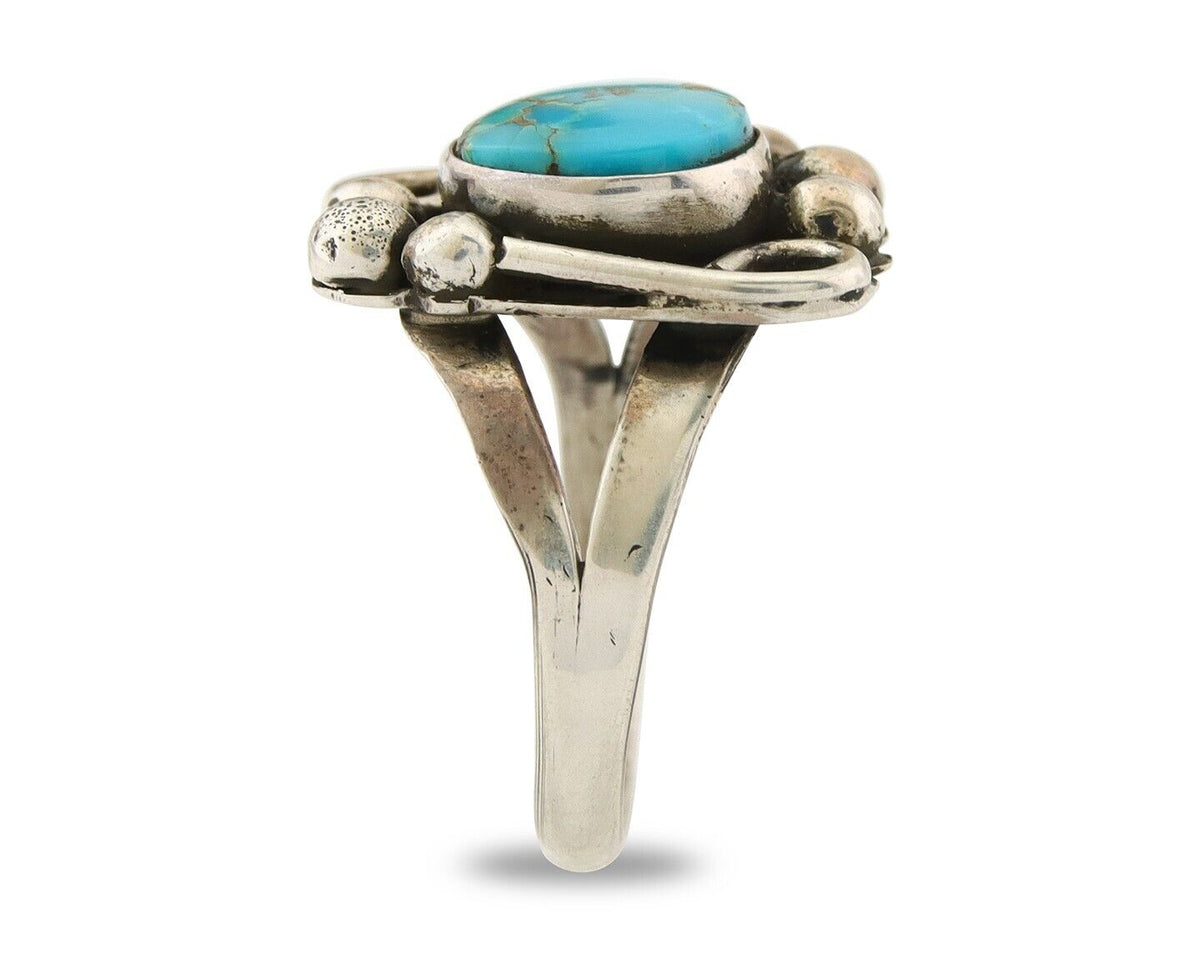 Navajo Ring 925 Sterling Natural Mined Arizona Turquoise C.80's Size 5.5