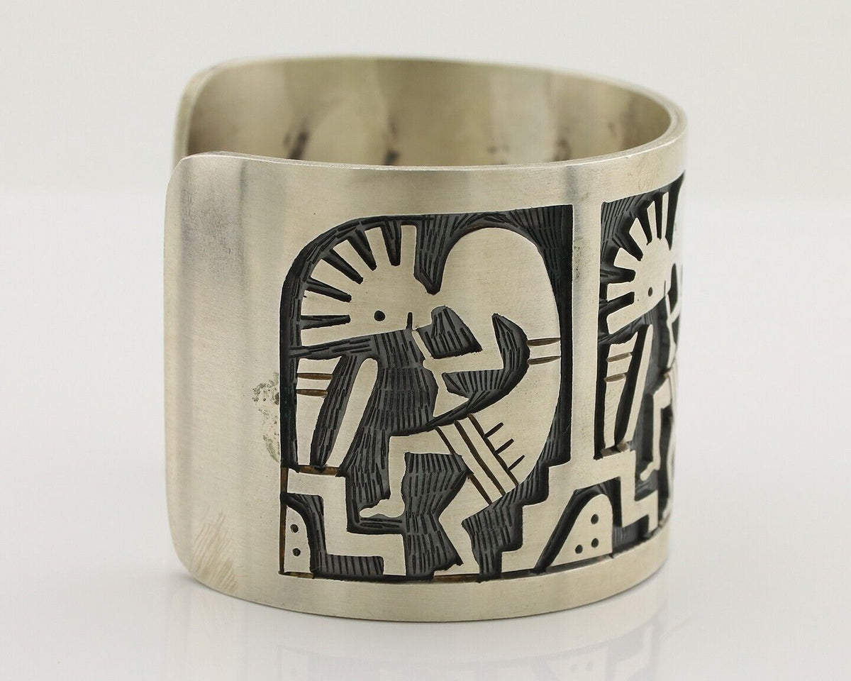 Navajo Kokopelli Bracelet 925 Silver Native American Artist Handmade C.80's
