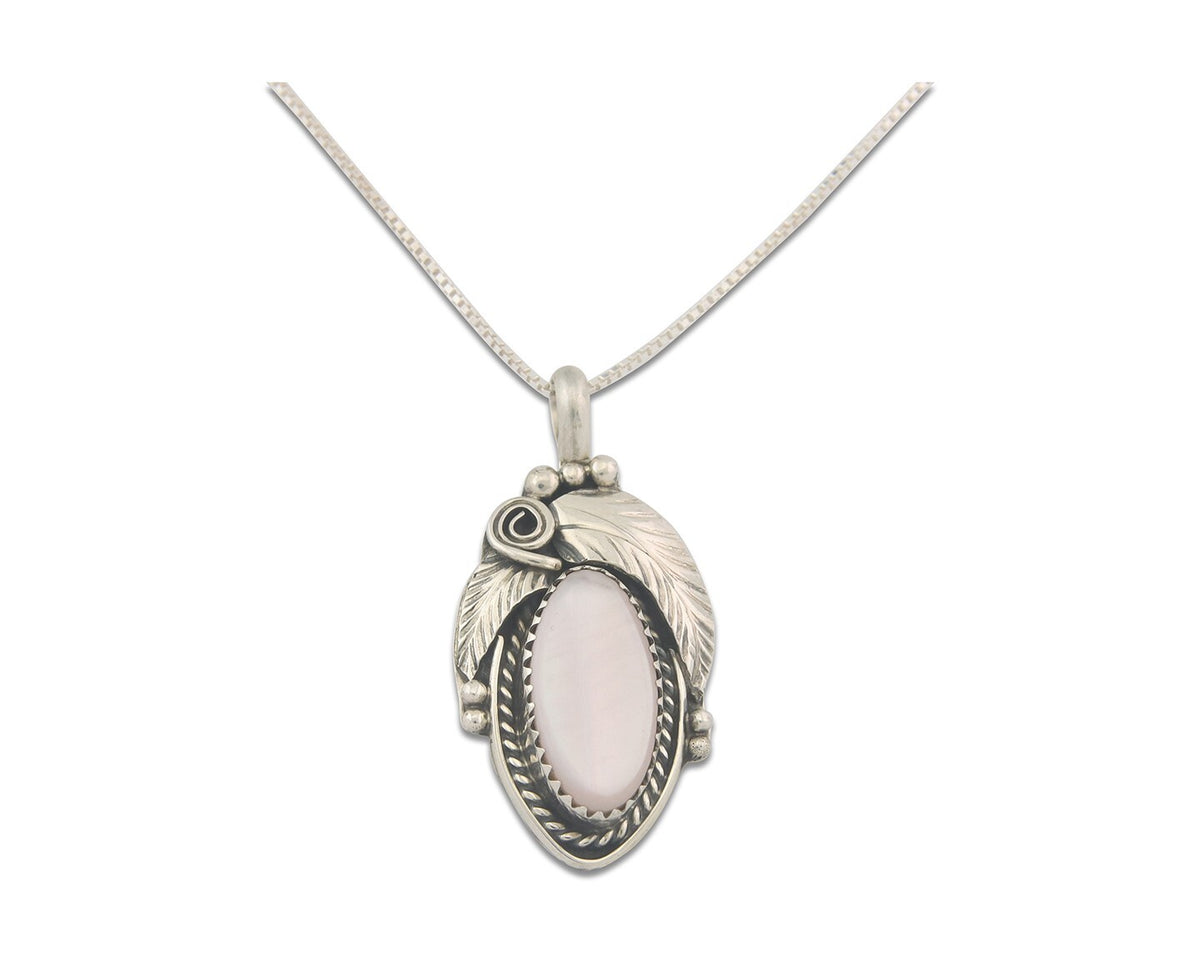 Navajo Sterling Silver Necklace Pink Muscle Authentic Vintage Sign Justin Morris