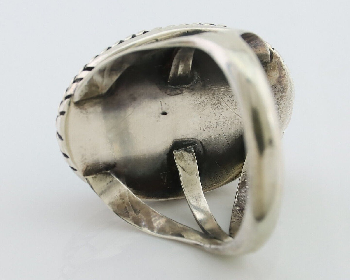 Navajo Ring 925 Silver Turquoise Native American Artist Size 7.75 C.80's