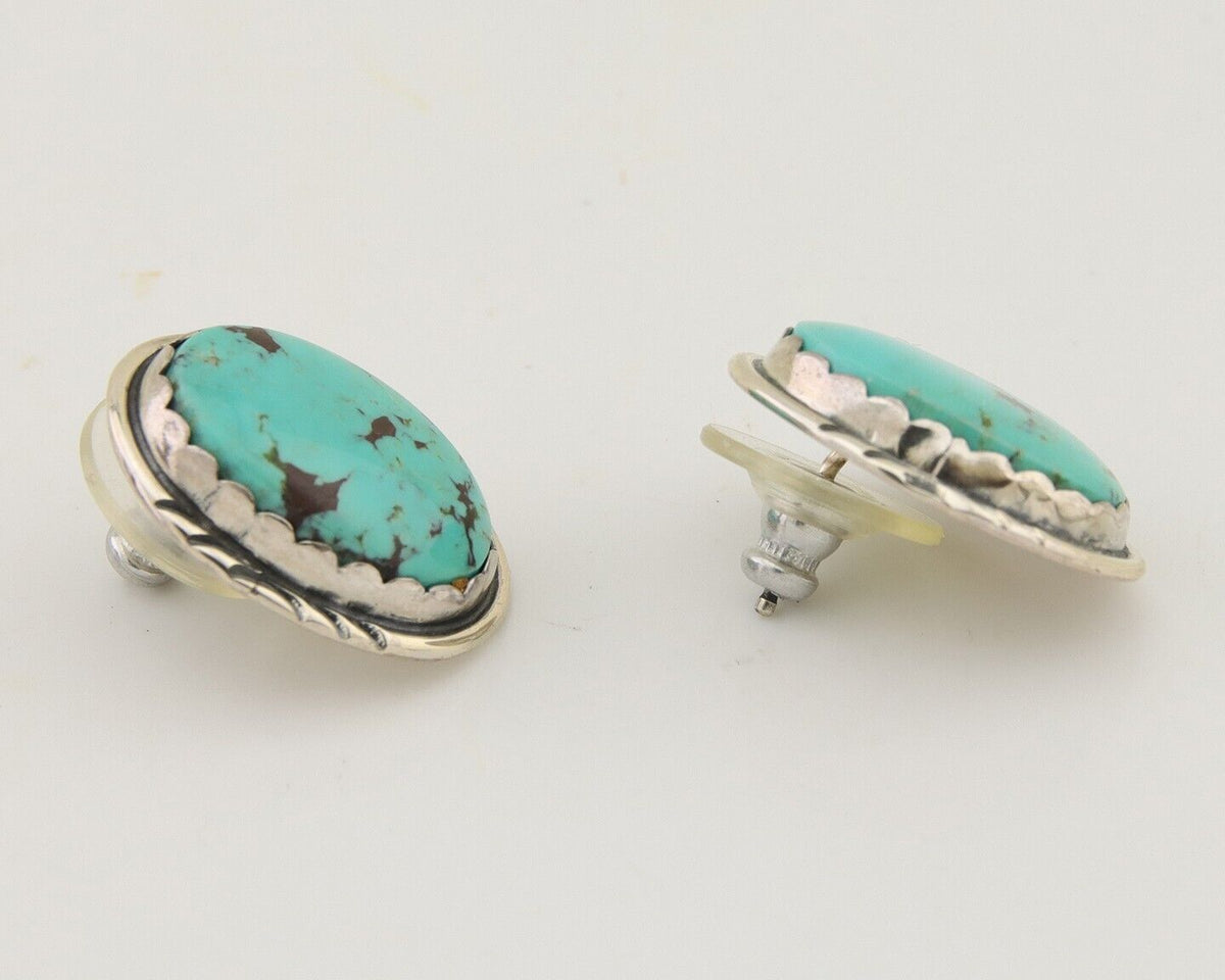 Navajo Earrings 925 Silver Natural Blue Native American Artist C.80's