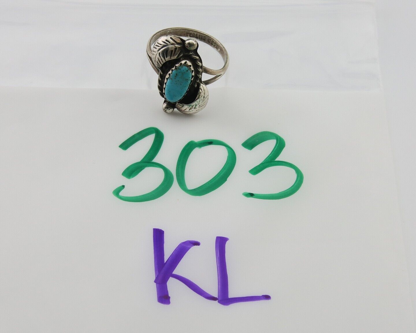 Navajo Ring 925 Silver Natural Blue Turquoise Native American Artist C.80's