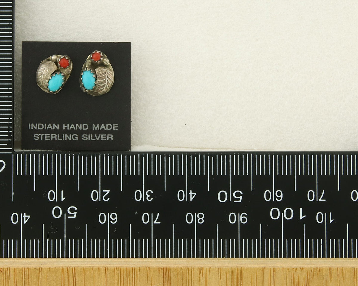 Navajo Earrings 925 Silver Natural Gemstone Native American Artist C.80's