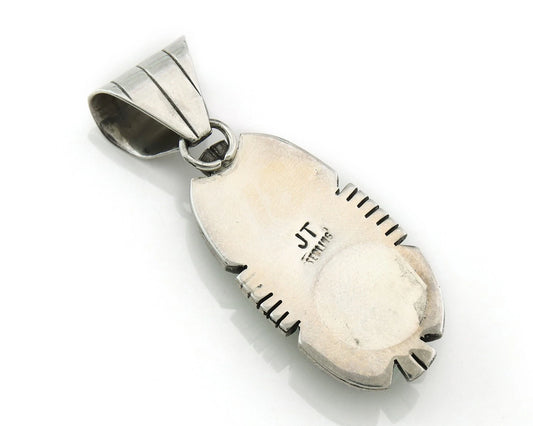 Navajo Pendant 925 Sterling Silver Natural Turquoise Vintage Artist Signed JT
