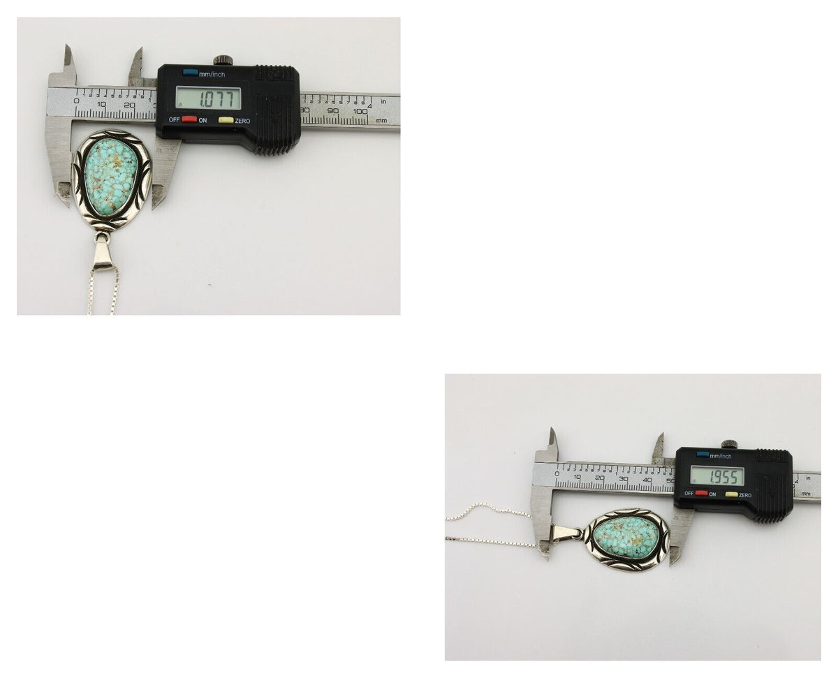 Navajo Necklace 925 Silver Spiderweb Kingman Turquoise Signed C Montoya C.80's