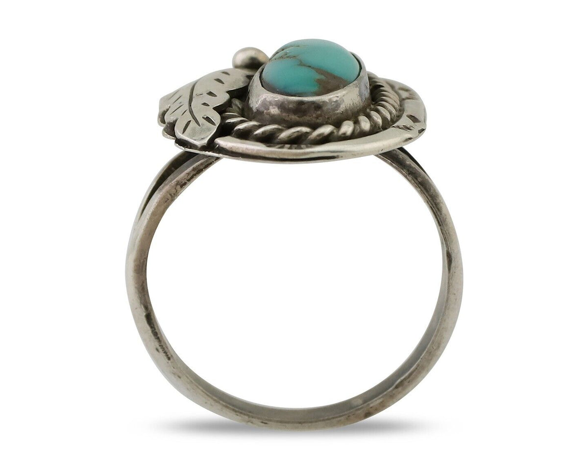 Navajo Handmade Ring 925 Silver Natural Turquoise Signed Jason Livingston C.80's