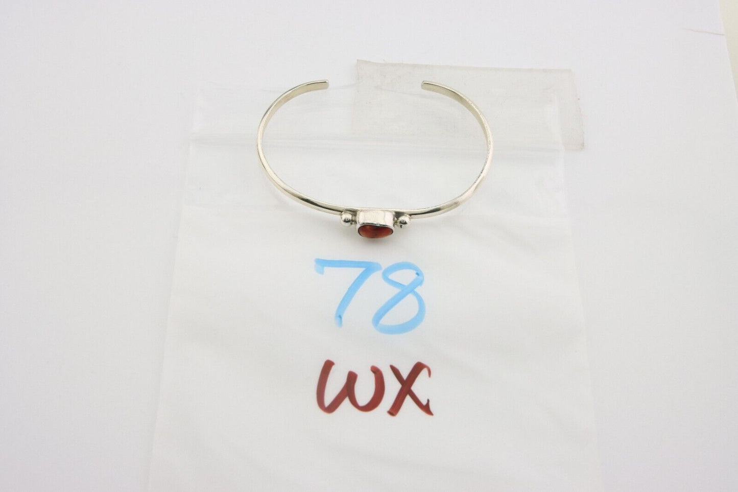 Navajo Bracelet .925 Silver Natural Red Coral Cuff Native American Artist C.80's