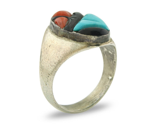 Vintage Zuni Ring 925 Sterling Authentic Natural Gemstone Signed K> Size 10