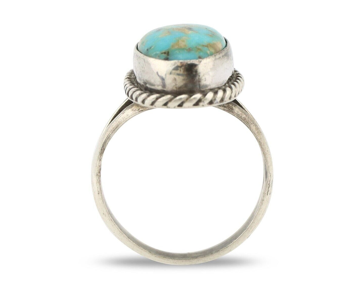 Navajo Ring 925 Silver Kingman Turquoise Artist Native American Signed C.80's