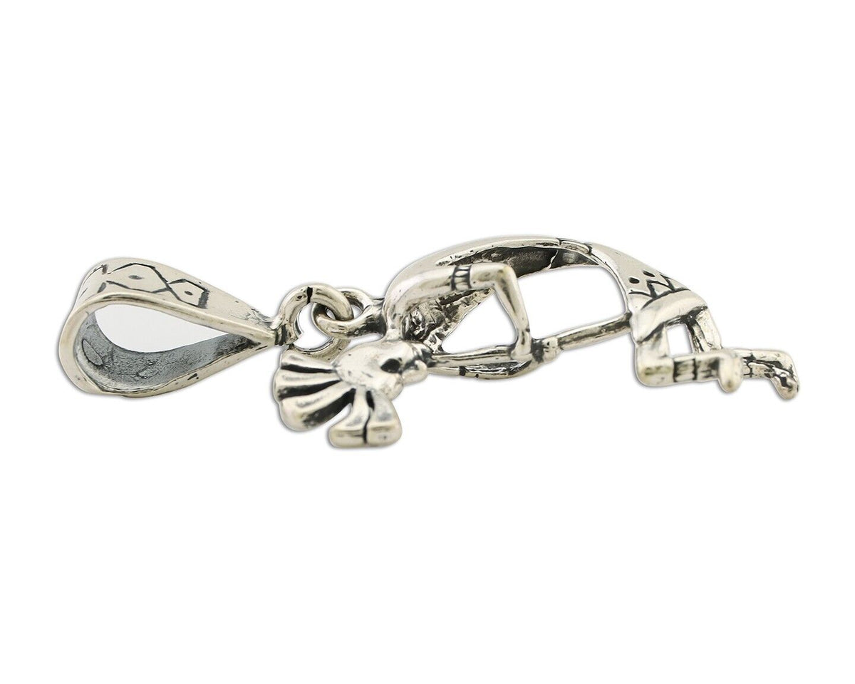 Navajo Kokopelli Pendant 925 Sterling Silver Native Artist Masha C.80's