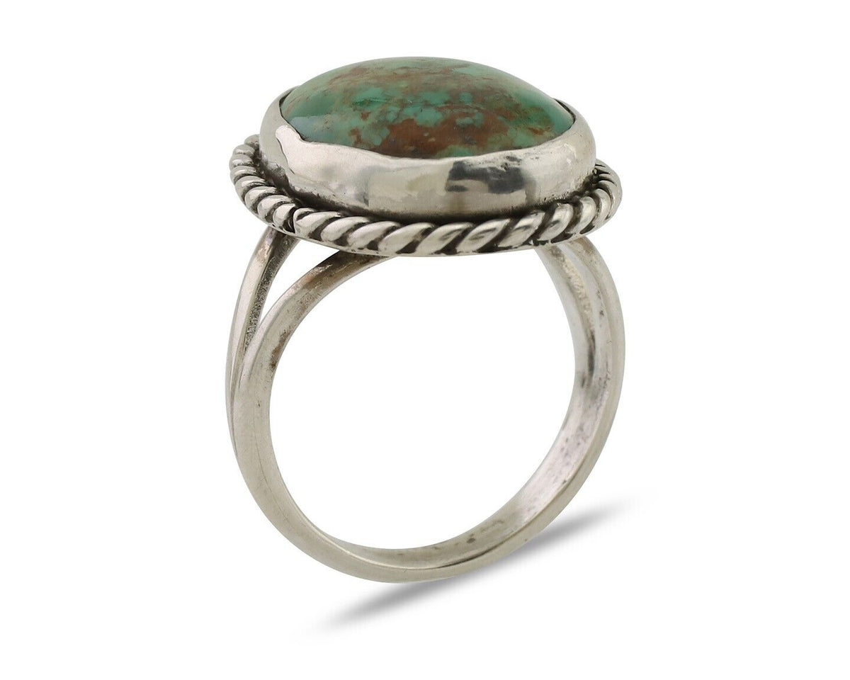 Navajo Ring 925 Silver Kingman Turquoise Native American Artist C.80's