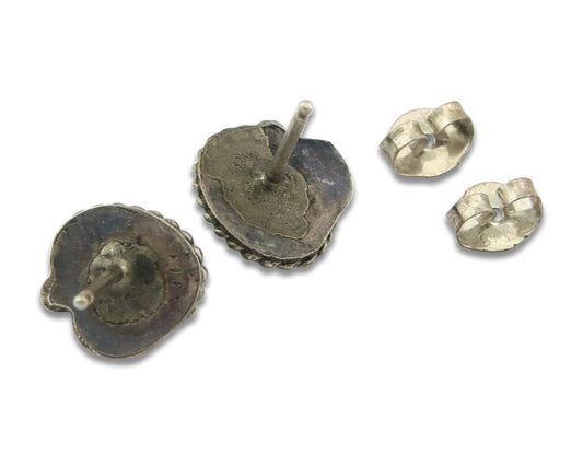 Navajo Earrings Sterling Silver Turquoise Vintage Stud Handmade