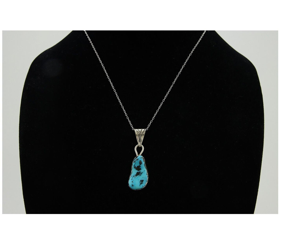 Navajo Necklace 925 Silver Blue Turquoise Artist Signed Tony Guerro C.80's