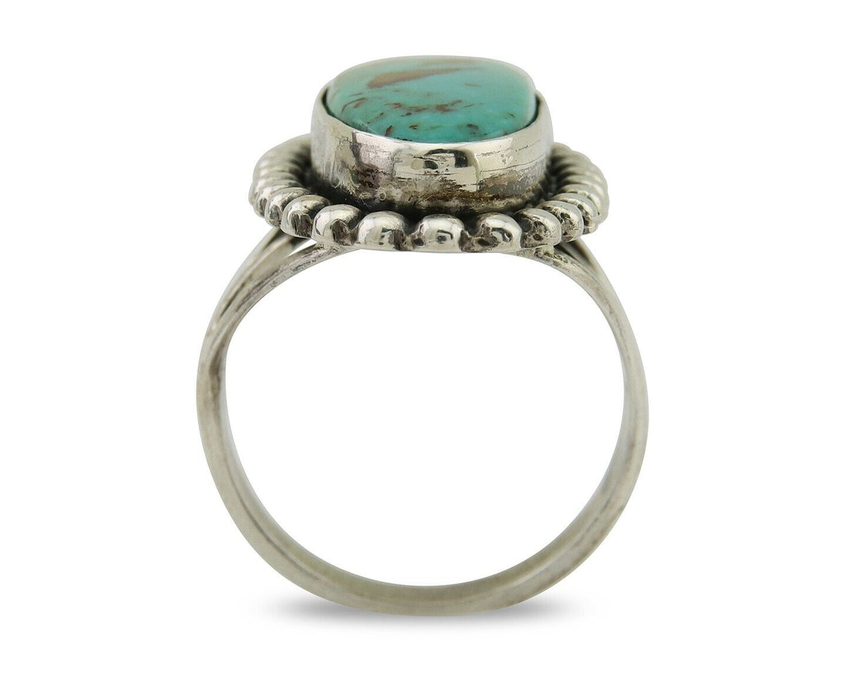 Navajo Shield Ring 925 Silver Arizona Turquoise Native Artist C.80's