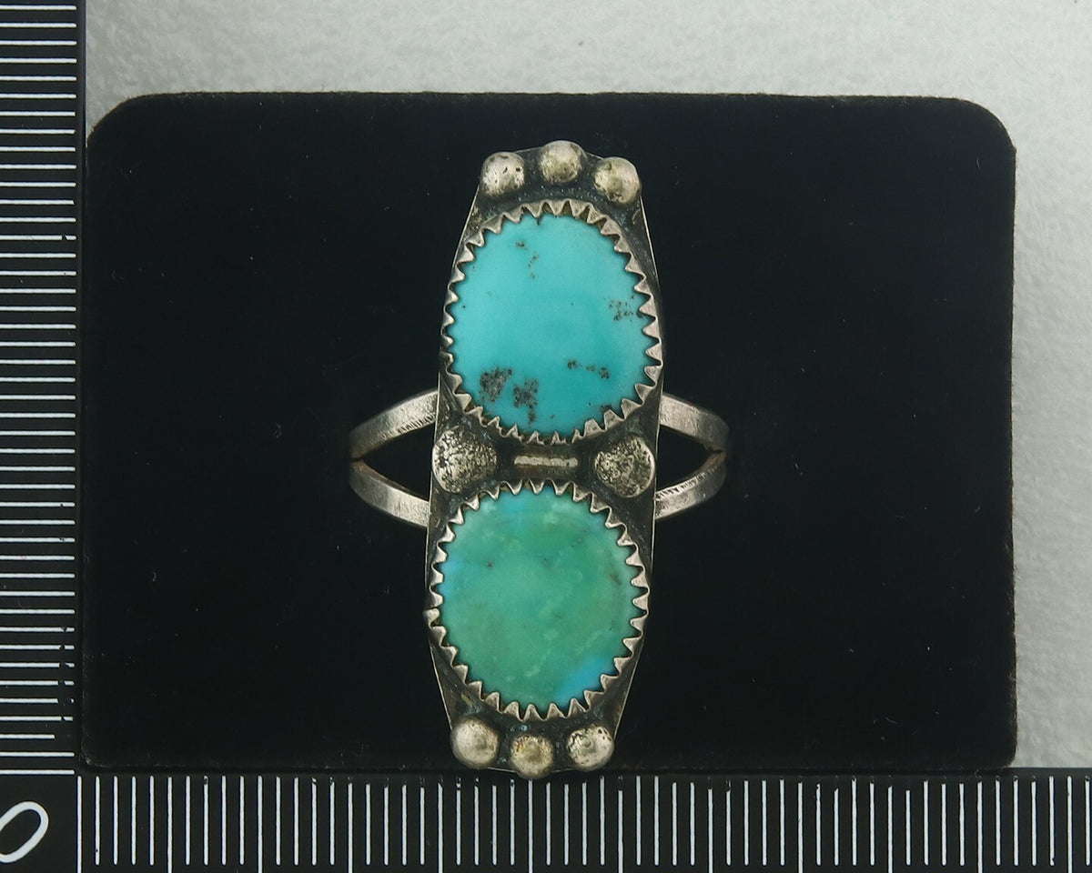 Vintage Navajo Ring 925 Sterling Authentic Turquoise Size 9.0