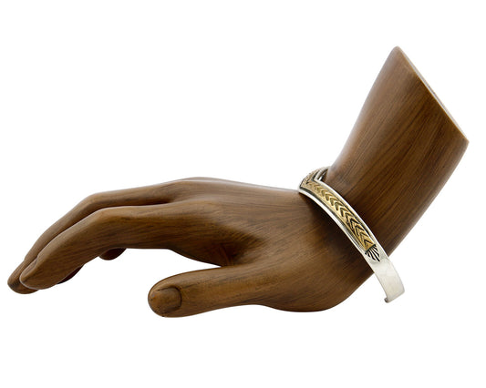 Navajo Bracelet .925 SOLID Silver & 12K Gold Plated Signed Artist RL C.80's