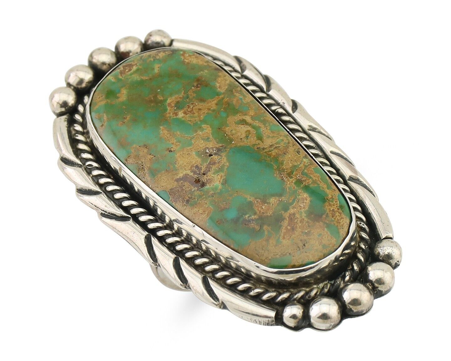 Navajo Fox Turquoise Ring 925 Silver Native American Artist