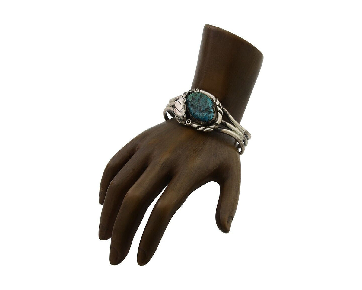 Navajo Bracelet 925 Silver Blue Turquoise Native American Artist C.80's