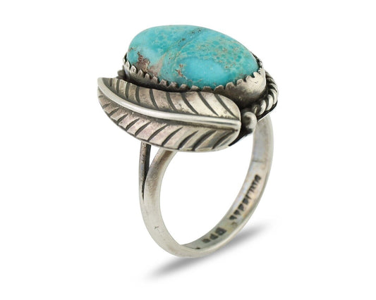 Navajo Handmade Ring 925 Silver Natural Turquoise Artist Signed IJC C.80's