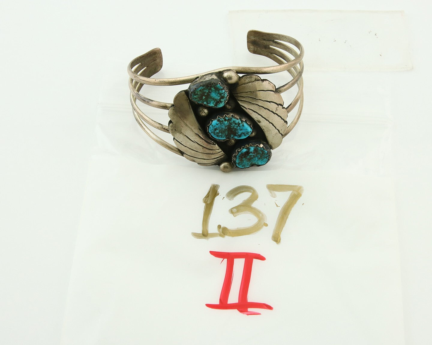 Navajo Bracelet 925 Silver Natural Blue Turquoise Native American Artist C.80s