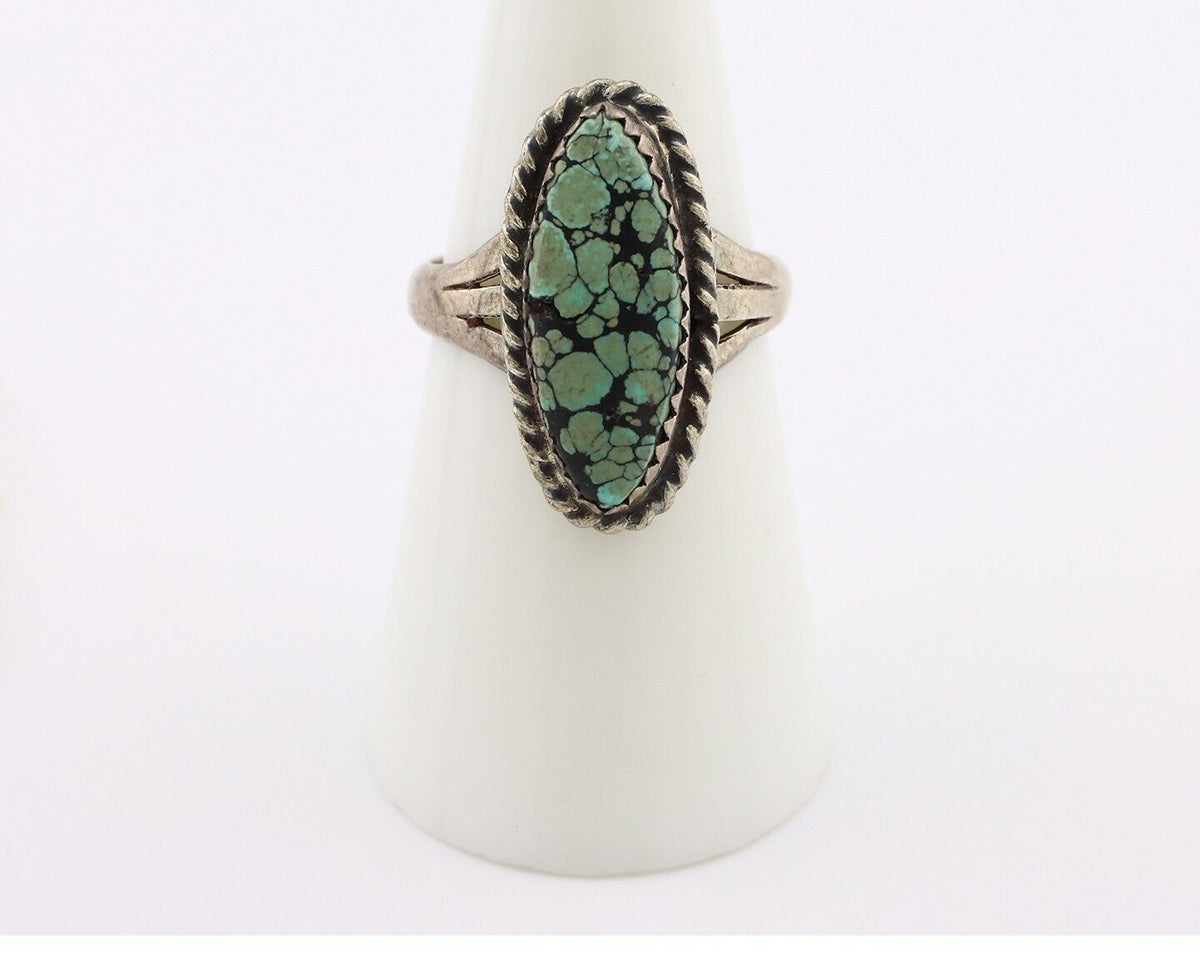 Navajo Ring 925 Silver Blue Turquoise Native American Artist C.80's