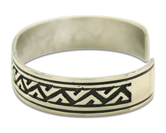 Mens's Navajo Bracelet 925 Silver Artist Signed Thomas Singer Cuff Made 1980's