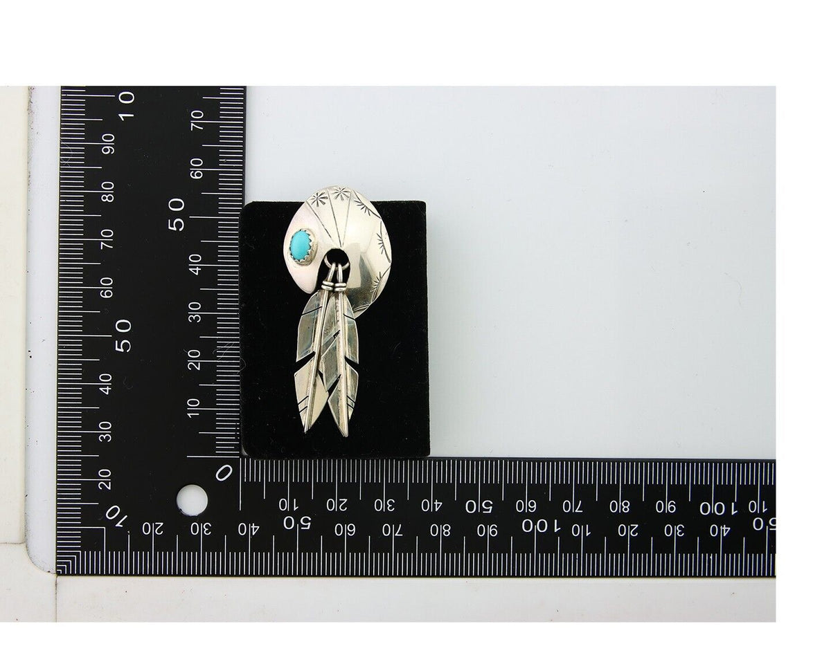 Navajo Earrings 925 Silver Handmade Natural Turquoise Signed JAC C.80s