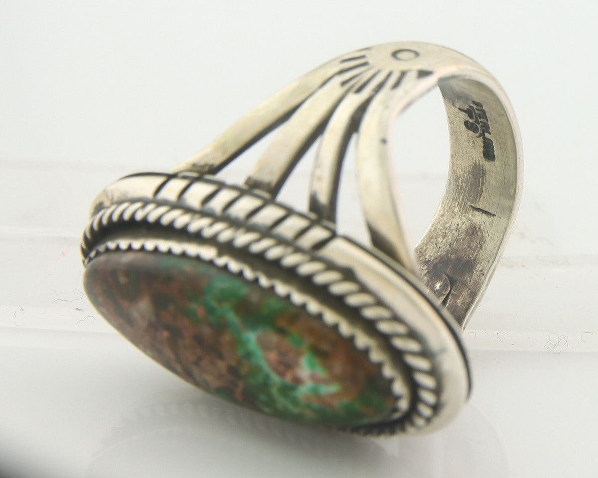 Vintage Navajo Ring 925 Sterling Authentic Turquoise Artist Signed TS Size 8.5