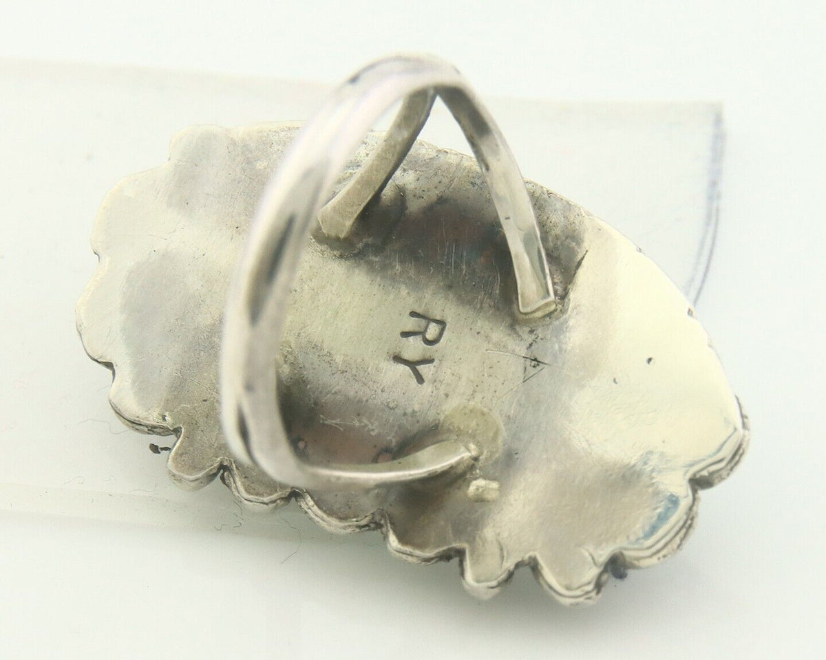 Navajo Ring 925 Sterling Blue Turquoise Artist Signed Richard Yazza C.80's