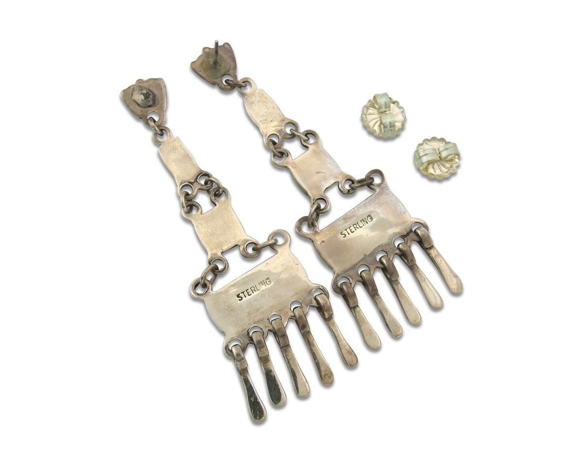 Navajo Handmade Earrings 925 Silver Dangle Turquoise Native American C.80's