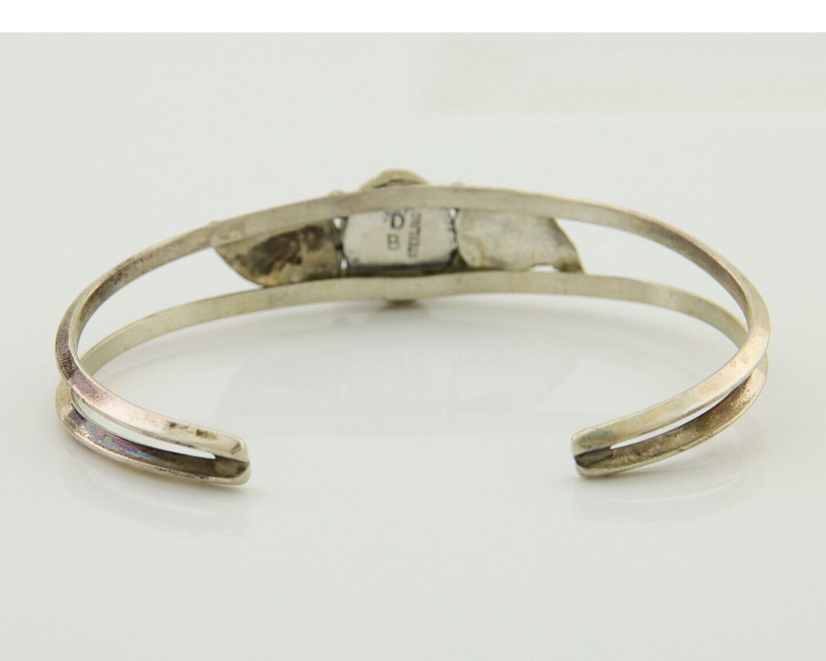 Navajo Cuff Bracelet Blue Turquoise 925 Silver Native Artist Signed BD C.80's