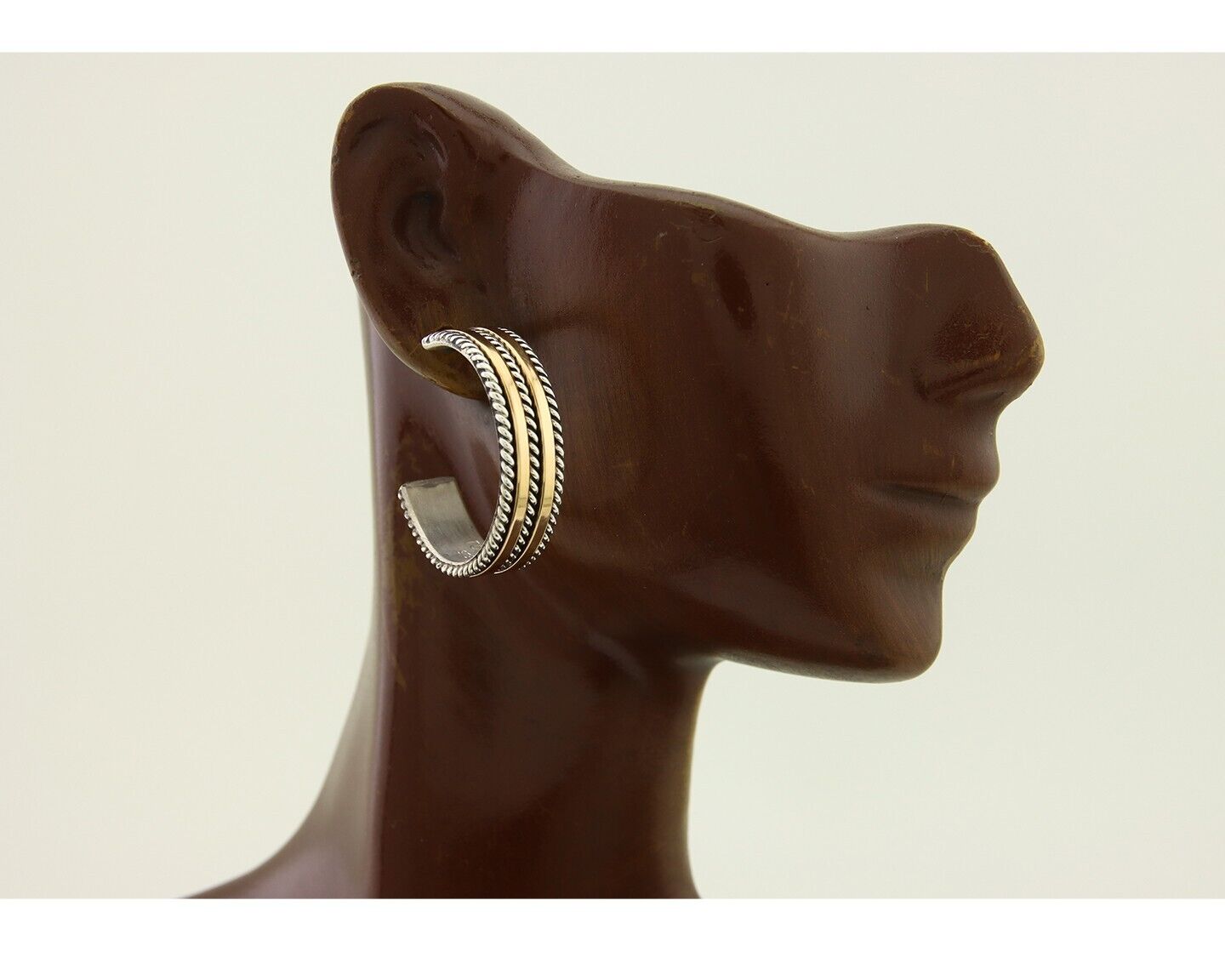 Navajo Earrings 925 Silver & Gold Handmade Artist Signed Tom Hawk C.80's