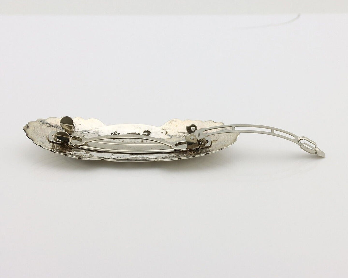 Women's Navajo Hair Clip Hand Stamped 925 Silver Artist Signed C Montoya C.80's