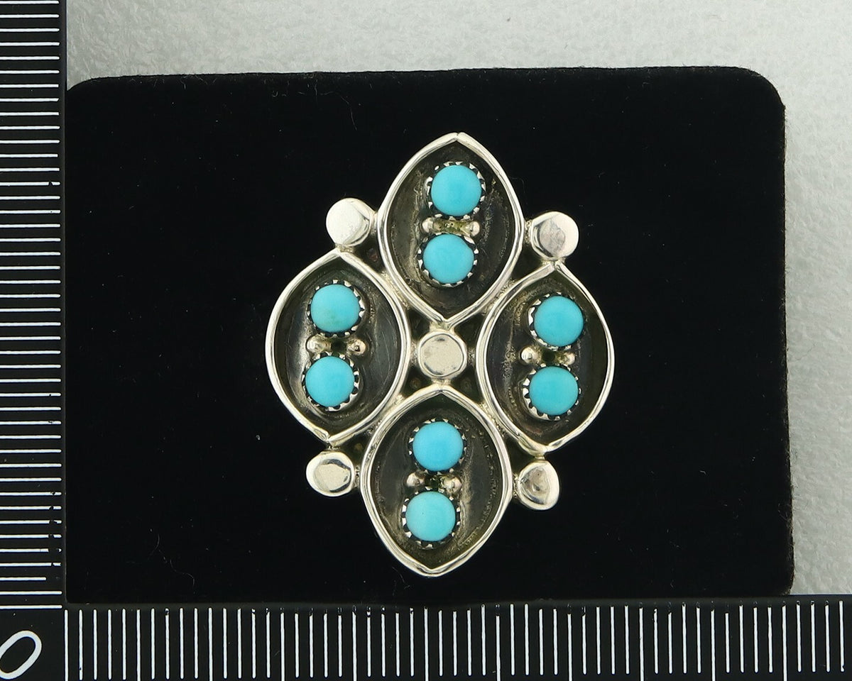 Vintage Zuni Ring 925 Sterling Authentic Natural Turquoise Native Artist Sz 5.75