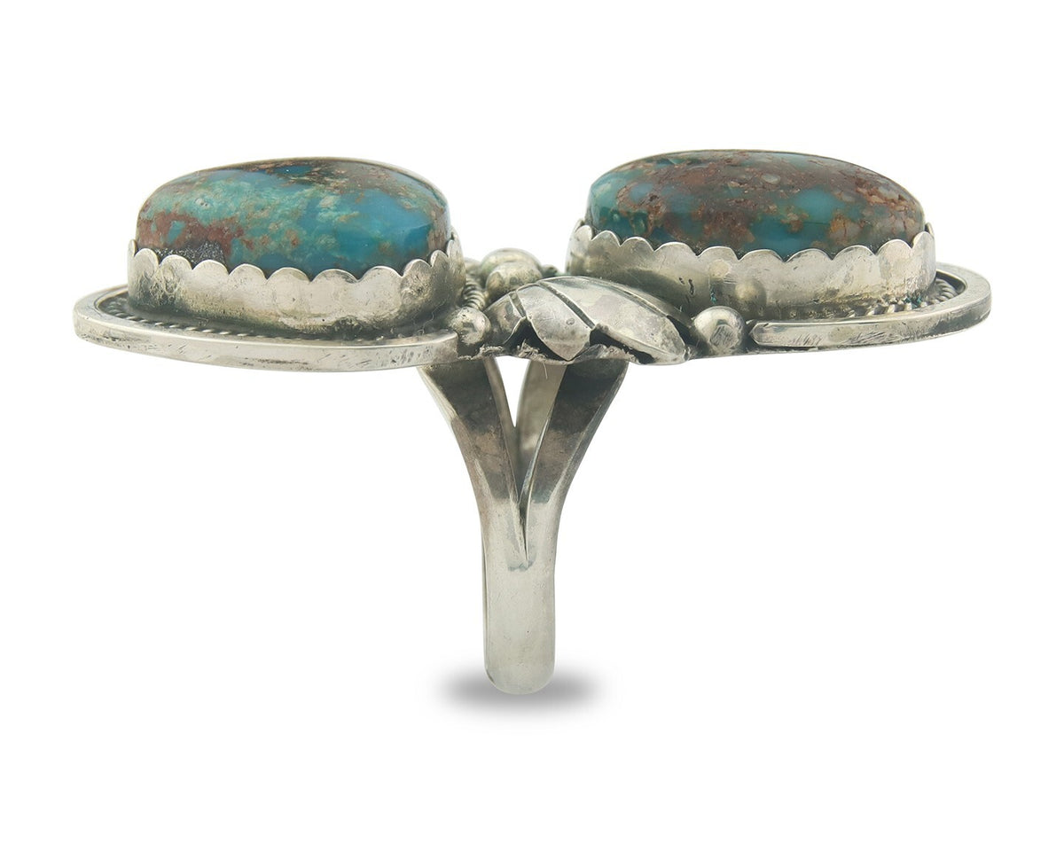 Vintage Navajo Ring 925 Sterling Authentic Turquoise Artist Signed Size 7.75