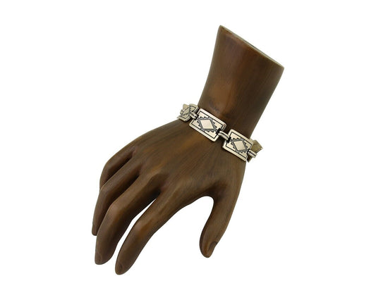 Navajo Hamdmade Link Bracelet 925 Silver Native American Artist C.80's