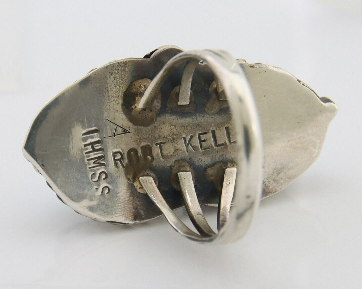 Navajo Ring 925 Silver Natural Turquoise Artist Signed Rob T Kelly C.80's