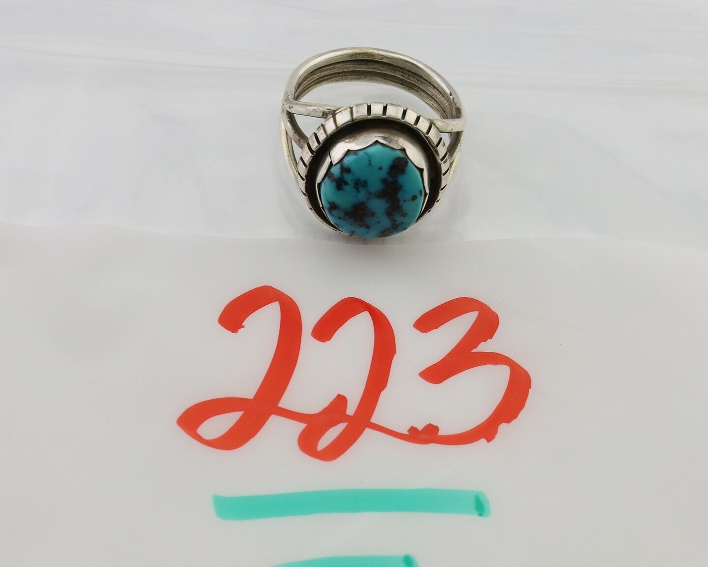 Navajo Ring 925 Silver Natural Blue Turquoise Signed Tony Guerro C.80's