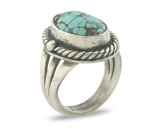 Vintage Navajo Ring 925 Sterling Authentic Santa Rita Turquoise Size 5.5