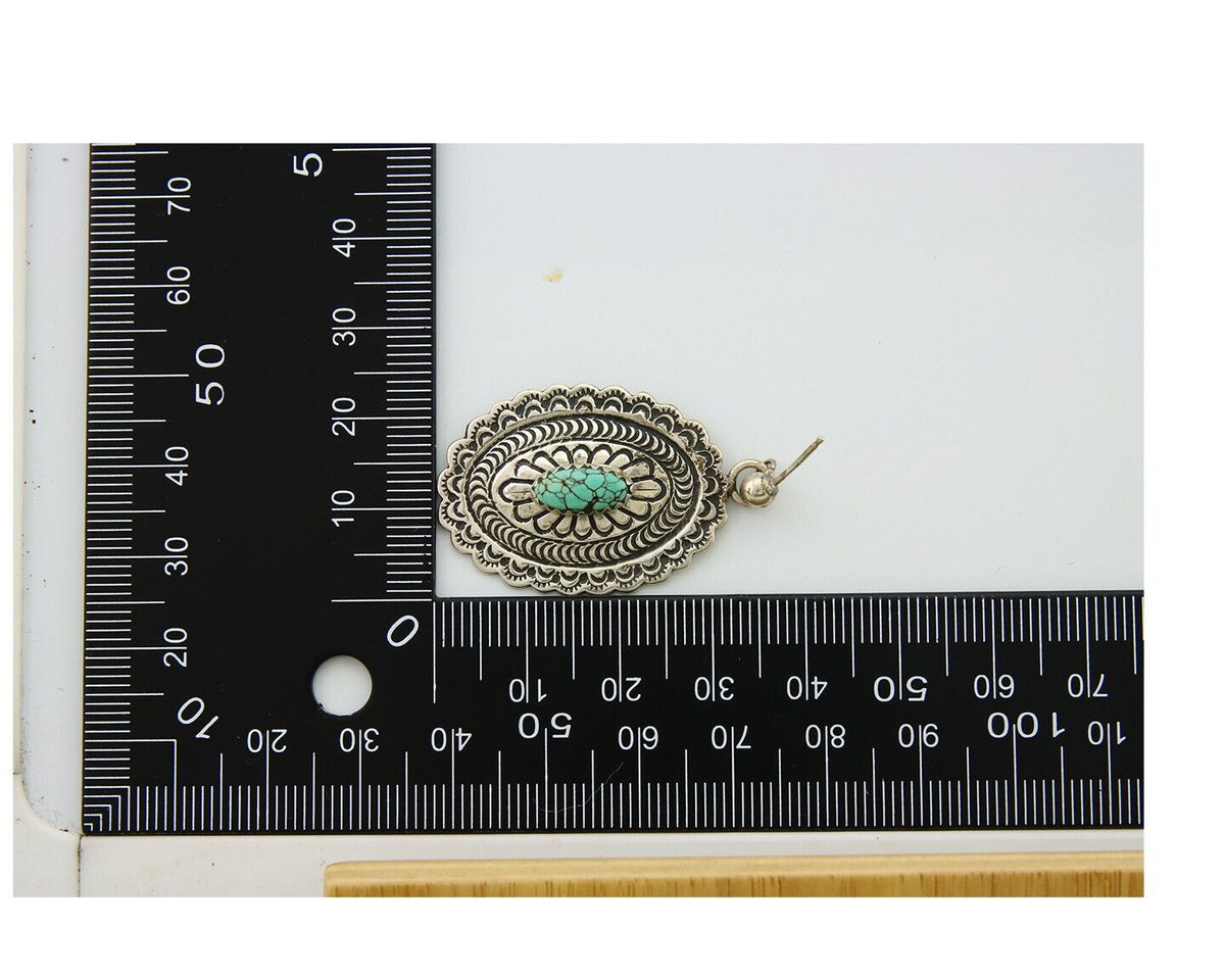 Navajo Bracelet 925 Silver Concho Hand Stamped Turquoise Native Artist C.80's