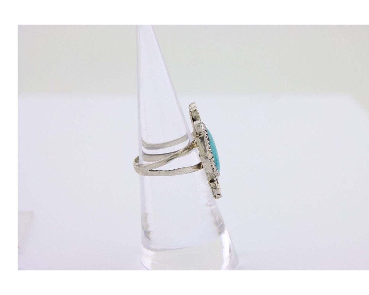 Navajo Handmade Ring 925 Silver Natural Mined Turquoise Artist C.80's
