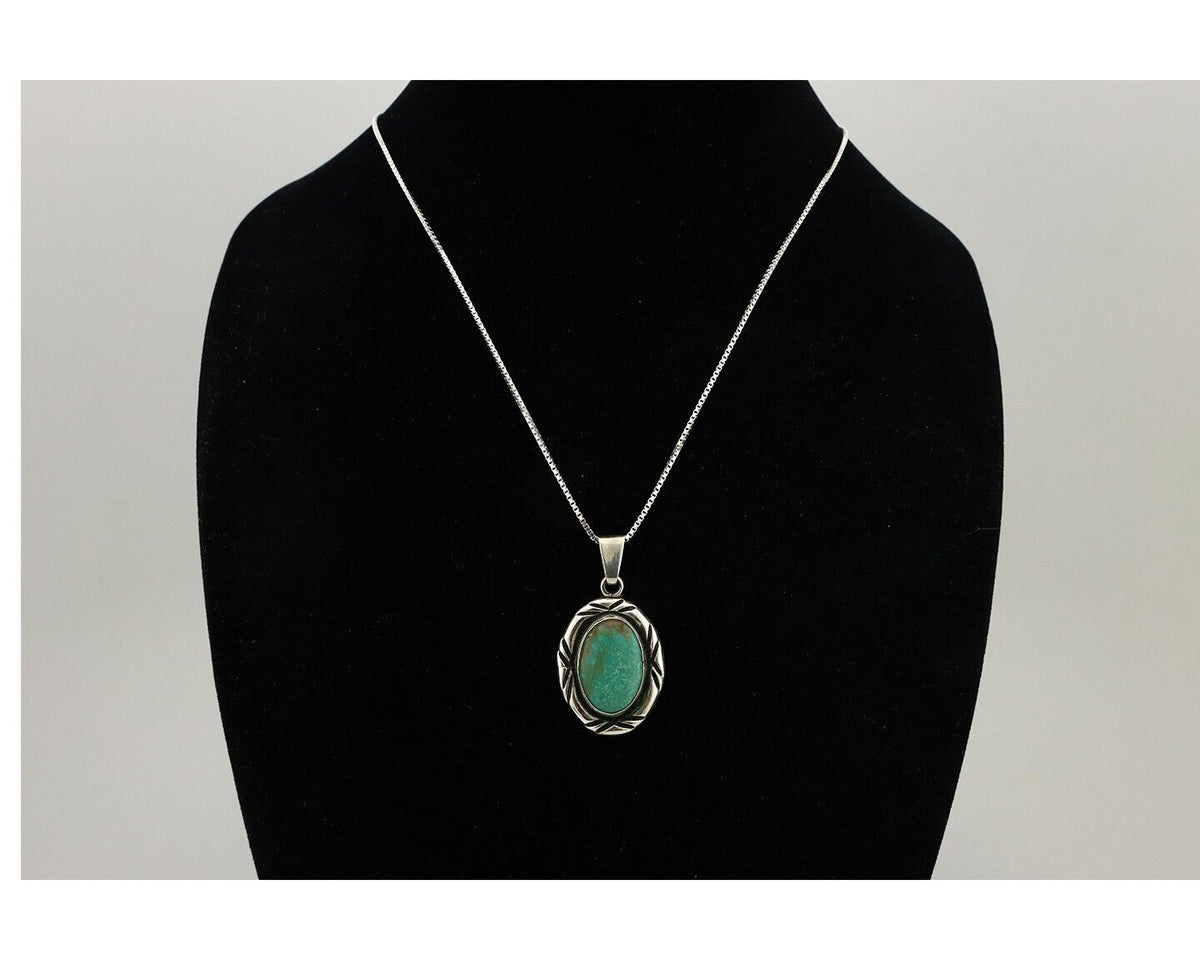 Navajo Necklace 925 Silver Kingman Turquoise Signed C Montoya C.80's