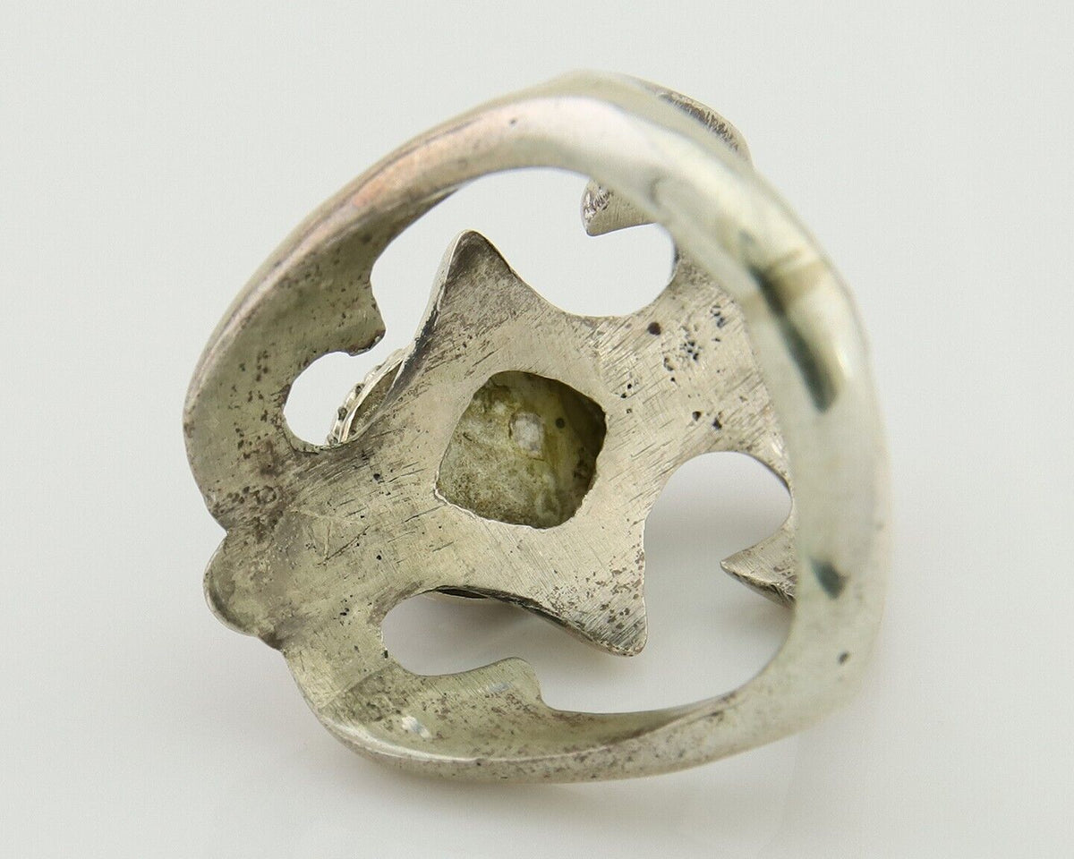 Navajo Sand Cast Ring 925 Silver Sleeping Beauty Turquoise Artist C.80's