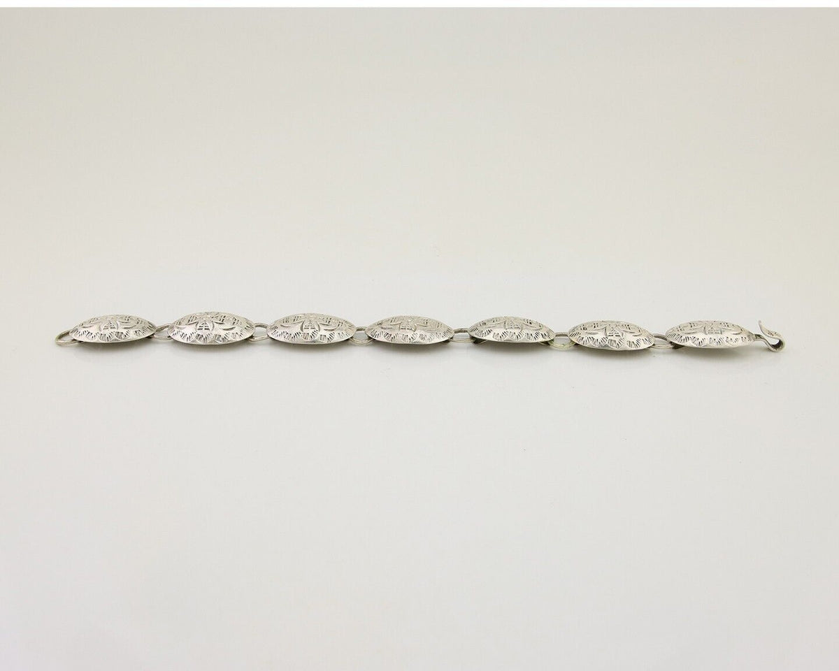 Navajo Hamdmade Concho Bracelet 925 Silver Native Artist Signed C Montoya C.80's