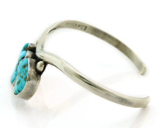 Navajo Cuff Bracelet 925 Sterling Silver Turquoise Vintage Signed E Sandoval