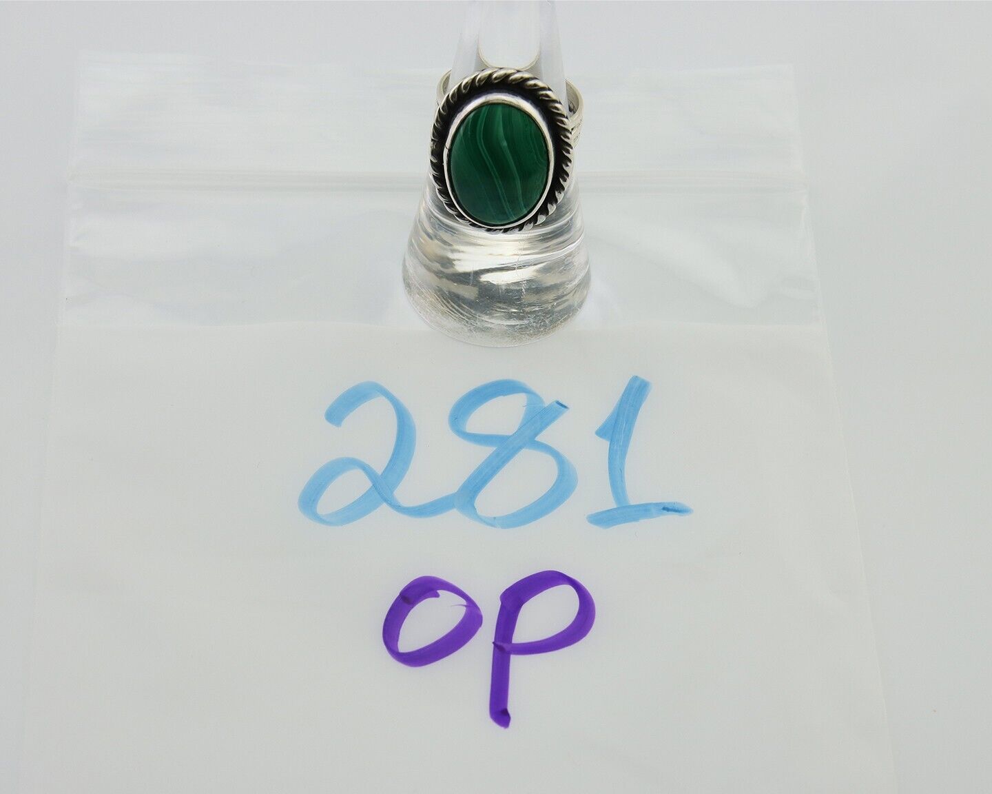 Navajo Ring 925 Silver Natural Malachite Native American Artist C.80's