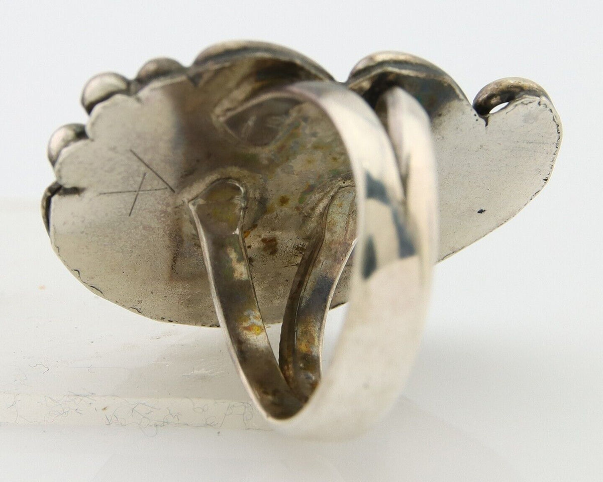 Navajo Ring 925 Sterling Blue Turquoise Native American Artist C.80's