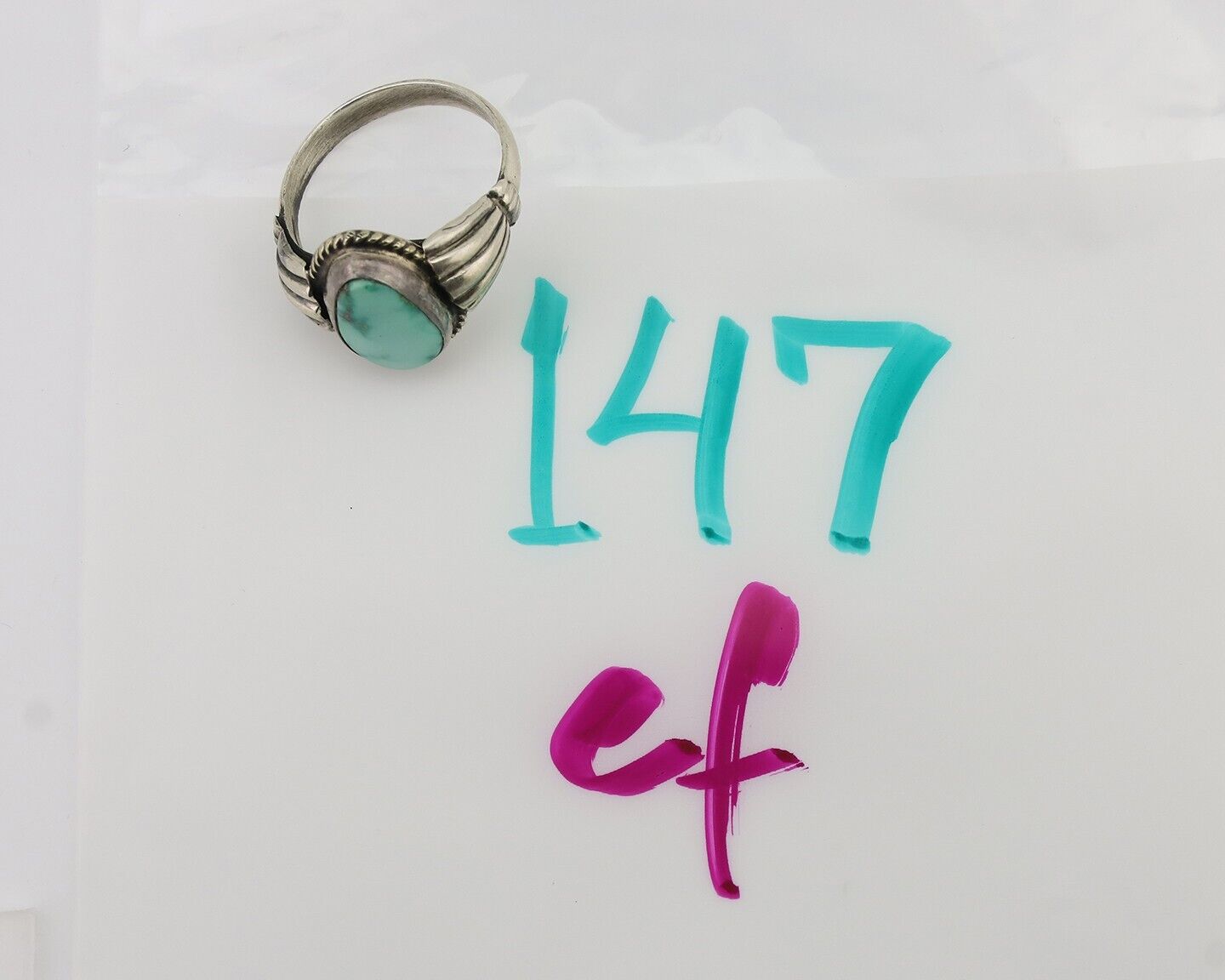 Navajo Ring 925 Silver Royston Turquoise Native American Artist C.80's Size 9.25