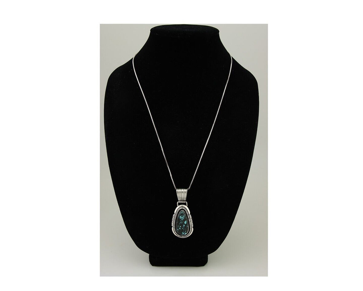 Navajo Necklace 925 Silver Natural Turquoise Artist Signed Mike Begay C.80's