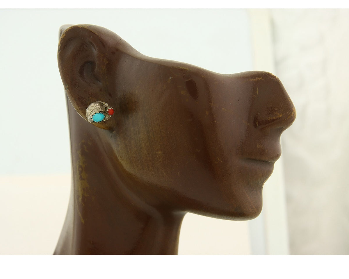 Navajo Earrings 925 Silver Natural Gemstone Native American Artist C.80's